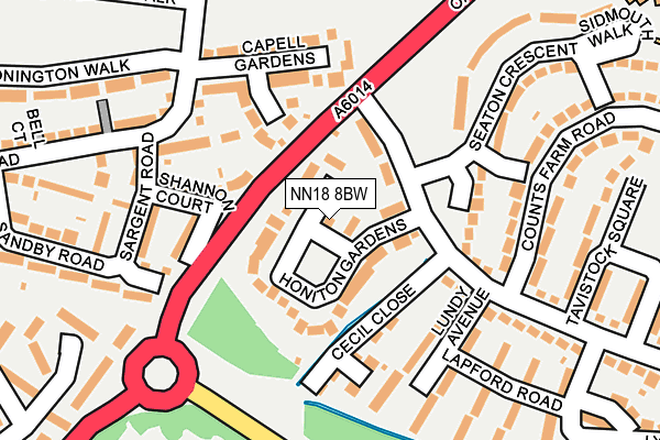 NN18 8BW map - OS OpenMap – Local (Ordnance Survey)