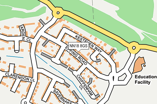 NN18 8GS map - OS OpenMap – Local (Ordnance Survey)