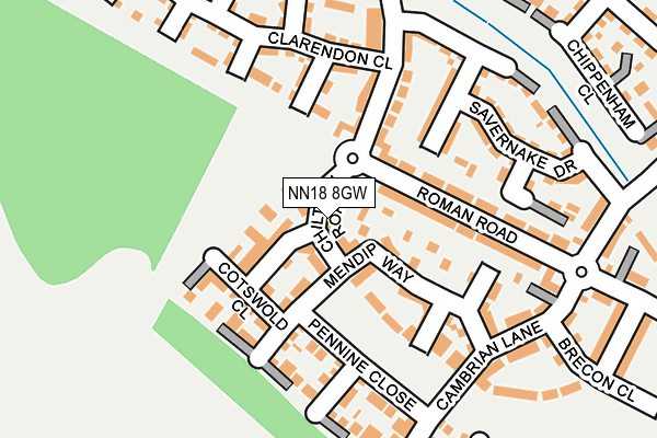 NN18 8GW map - OS OpenMap – Local (Ordnance Survey)