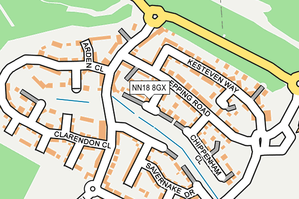 NN18 8GX map - OS OpenMap – Local (Ordnance Survey)