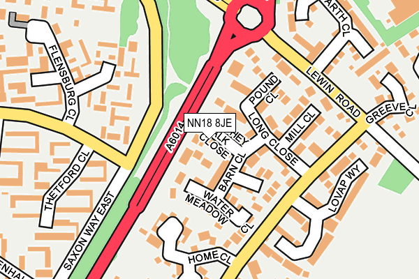 NN18 8JE map - OS OpenMap – Local (Ordnance Survey)