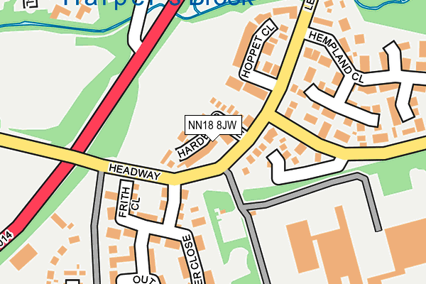 NN18 8JW map - OS OpenMap – Local (Ordnance Survey)