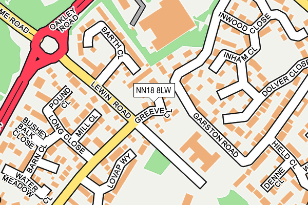 NN18 8LW map - OS OpenMap – Local (Ordnance Survey)
