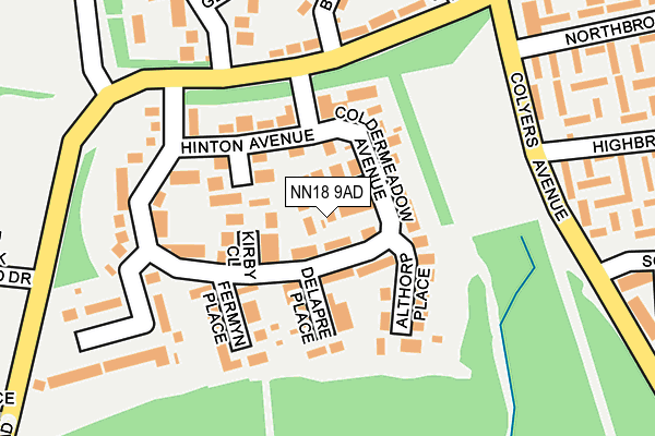 NN18 9AD map - OS OpenMap – Local (Ordnance Survey)