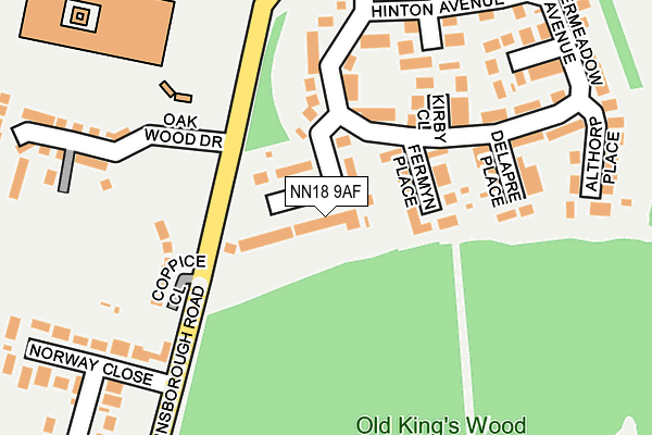 NN18 9AF map - OS OpenMap – Local (Ordnance Survey)