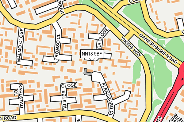 NN18 9BF map - OS OpenMap – Local (Ordnance Survey)