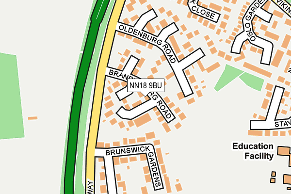 NN18 9BU map - OS OpenMap – Local (Ordnance Survey)