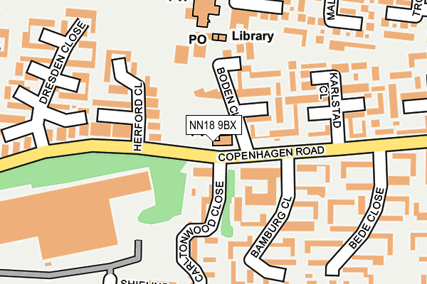 NN18 9BX map - OS OpenMap – Local (Ordnance Survey)