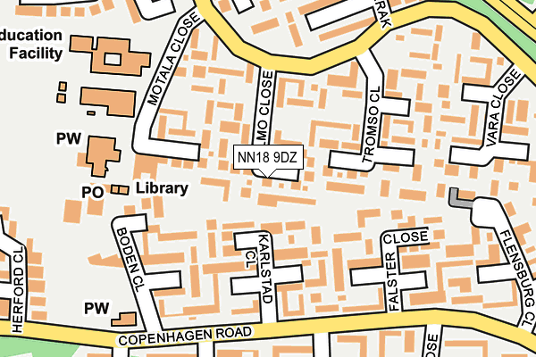 NN18 9DZ map - OS OpenMap – Local (Ordnance Survey)