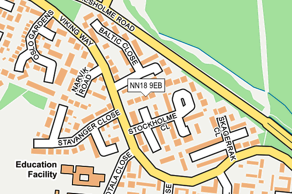 NN18 9EB map - OS OpenMap – Local (Ordnance Survey)