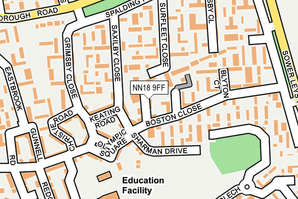 NN18 9FF map - OS OpenMap – Local (Ordnance Survey)