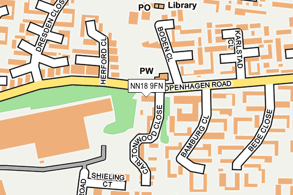 NN18 9FN map - OS OpenMap – Local (Ordnance Survey)
