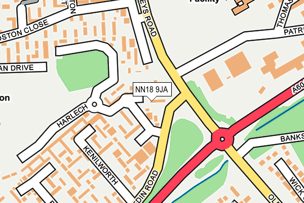 NN18 9JA map - OS OpenMap – Local (Ordnance Survey)