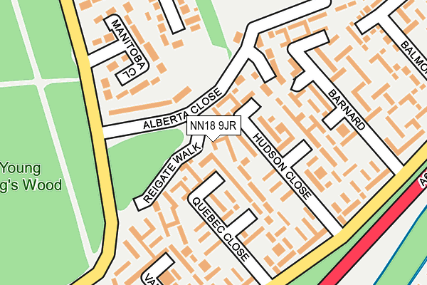 NN18 9JR map - OS OpenMap – Local (Ordnance Survey)