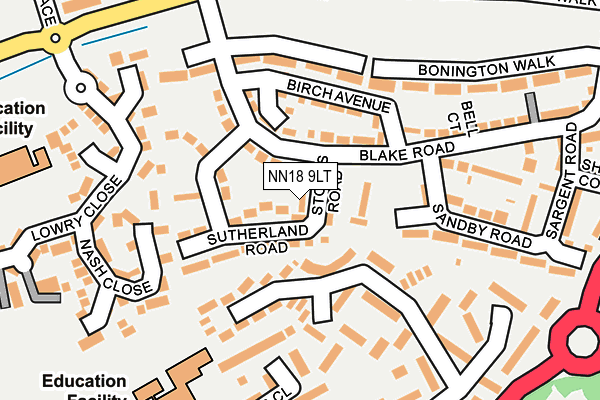 NN18 9LT map - OS OpenMap – Local (Ordnance Survey)