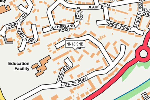NN18 9NB map - OS OpenMap – Local (Ordnance Survey)