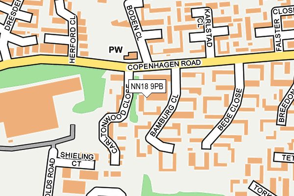 NN18 9PB map - OS OpenMap – Local (Ordnance Survey)