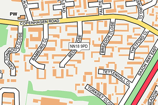 NN18 9PD map - OS OpenMap – Local (Ordnance Survey)