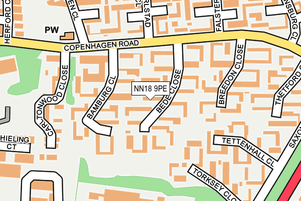NN18 9PE map - OS OpenMap – Local (Ordnance Survey)