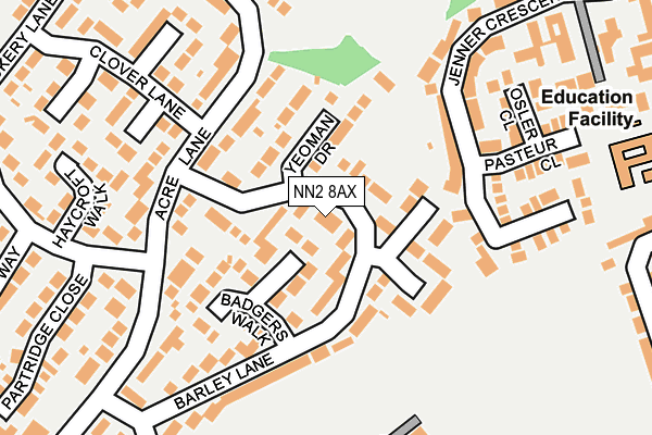 NN2 8AX map - OS OpenMap – Local (Ordnance Survey)