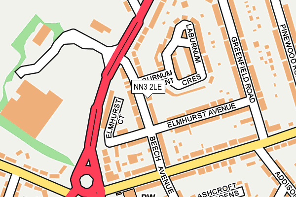NN3 2LE map - OS OpenMap – Local (Ordnance Survey)