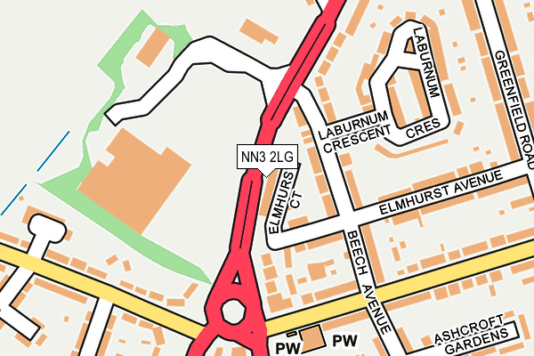 NN3 2LG map - OS OpenMap – Local (Ordnance Survey)