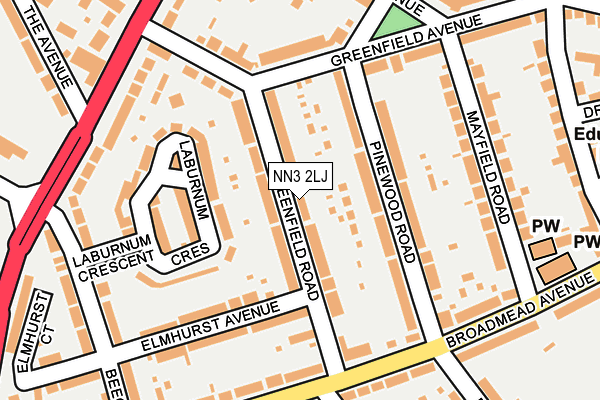 NN3 2LJ map - OS OpenMap – Local (Ordnance Survey)