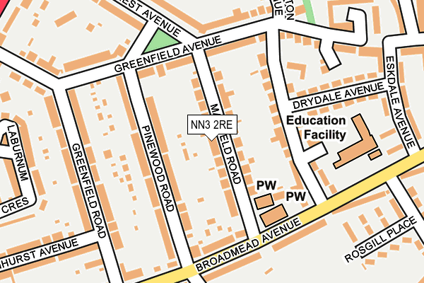 NN3 2RE map - OS OpenMap – Local (Ordnance Survey)