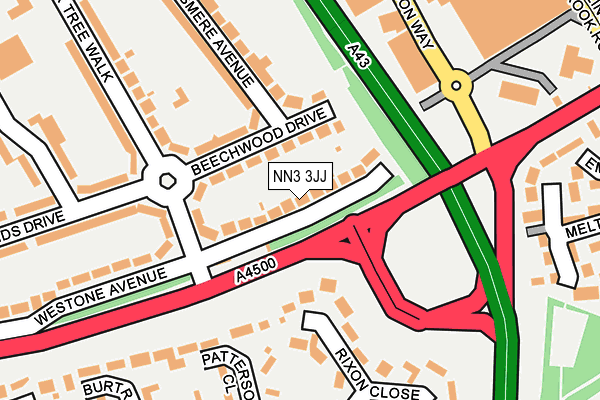 NN3 3JJ map - OS OpenMap – Local (Ordnance Survey)