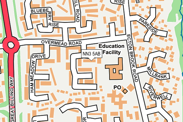 NN3 5AB map - OS OpenMap – Local (Ordnance Survey)