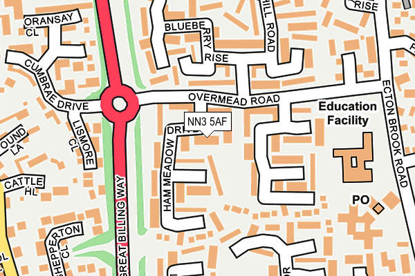 NN3 5AF map - OS OpenMap – Local (Ordnance Survey)