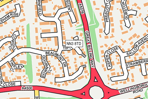 NN3 8TD map - OS OpenMap – Local (Ordnance Survey)