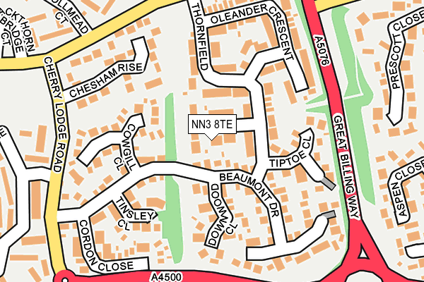 NN3 8TE map - OS OpenMap – Local (Ordnance Survey)