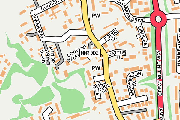 NN3 9DZ map - OS OpenMap – Local (Ordnance Survey)