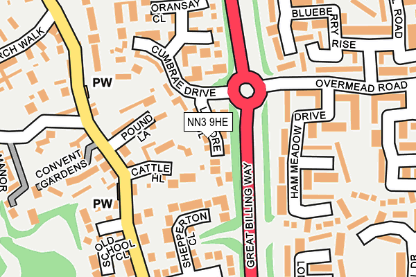 NN3 9HE map - OS OpenMap – Local (Ordnance Survey)