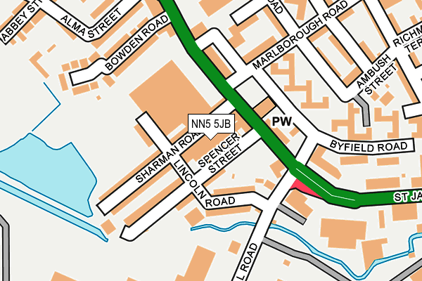 NN5 5JB map - OS OpenMap – Local (Ordnance Survey)