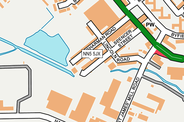 NN5 5JX map - OS OpenMap – Local (Ordnance Survey)