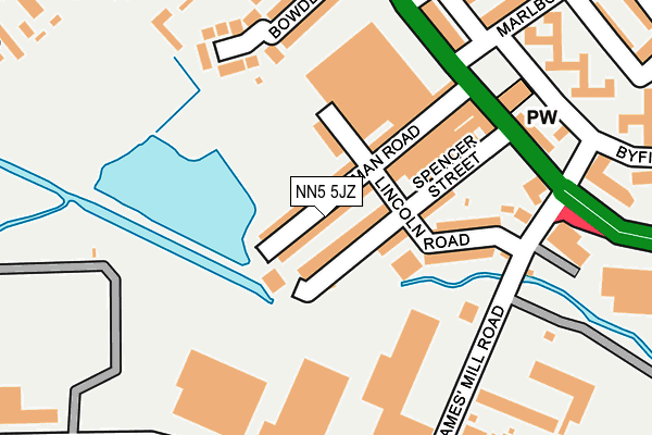NN5 5JZ map - OS OpenMap – Local (Ordnance Survey)
