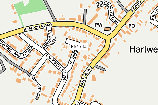 NN7 2HZ map - OS OpenMap – Local (Ordnance Survey)