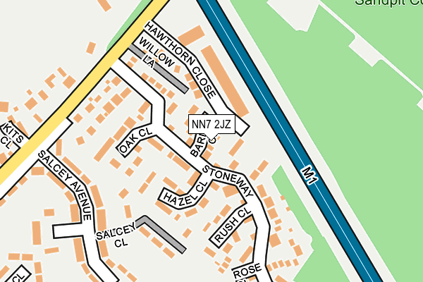 NN7 2JZ map - OS OpenMap – Local (Ordnance Survey)