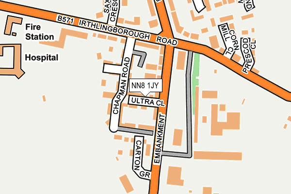 NN8 1JY map - OS OpenMap – Local (Ordnance Survey)