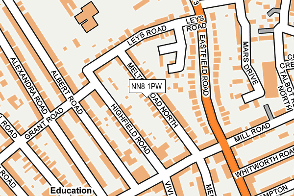 NN8 1PW map - OS OpenMap – Local (Ordnance Survey)