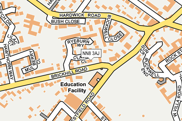 NN8 3AJ map - OS OpenMap – Local (Ordnance Survey)