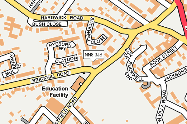 NN8 3JS map - OS OpenMap – Local (Ordnance Survey)