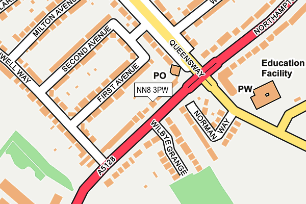 NN8 3PW map - OS OpenMap – Local (Ordnance Survey)