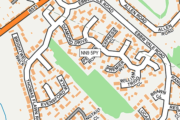 NN9 5PY map - OS OpenMap – Local (Ordnance Survey)