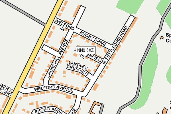 NN9 5XZ map - OS OpenMap – Local (Ordnance Survey)