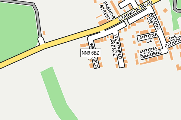 NN9 6BZ map - OS OpenMap – Local (Ordnance Survey)