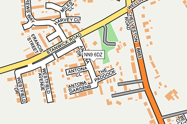 NN9 6DZ map - OS OpenMap – Local (Ordnance Survey)