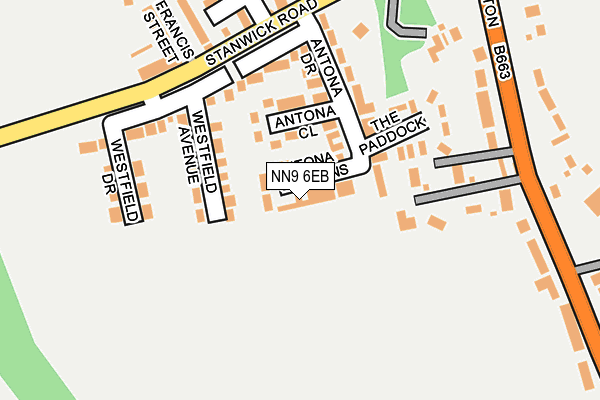NN9 6EB map - OS OpenMap – Local (Ordnance Survey)